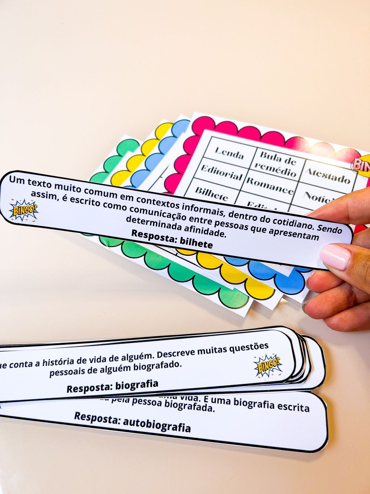 Bingo de respostas: jogo de entrevistas - Português básico