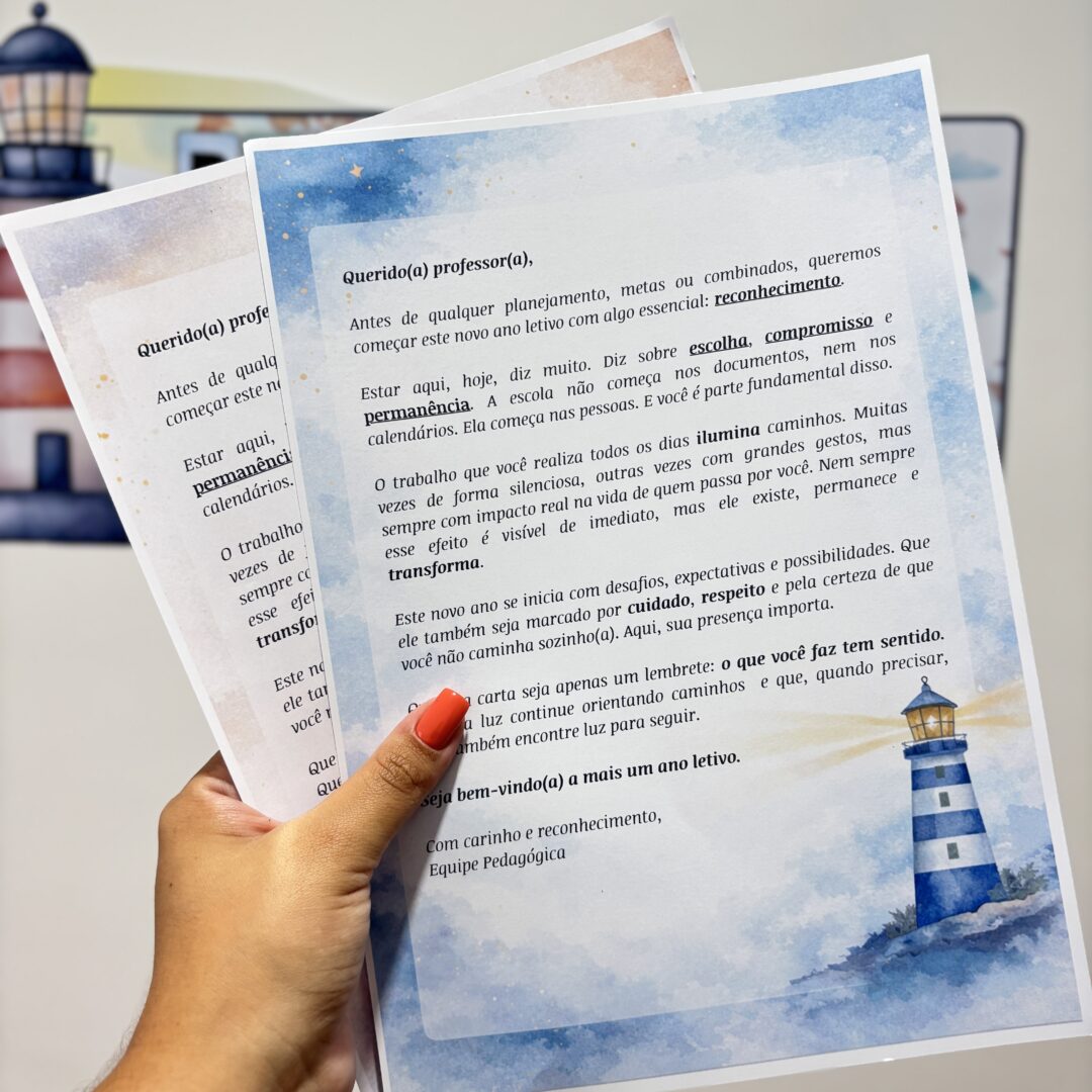 Carta de acolhida aos Professores – Tema Farol