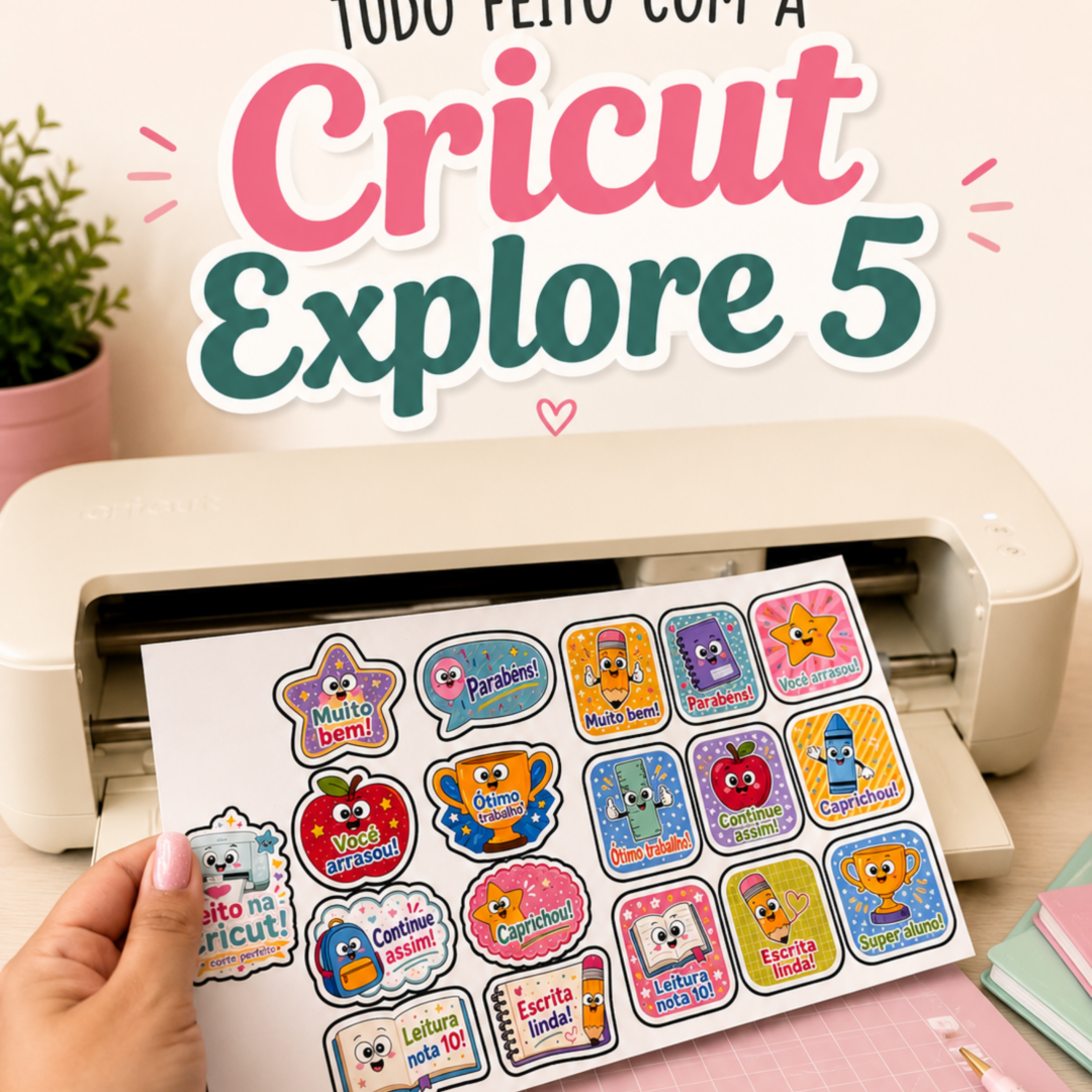 Cartela adesivos - Parceria Cricut Explore 5