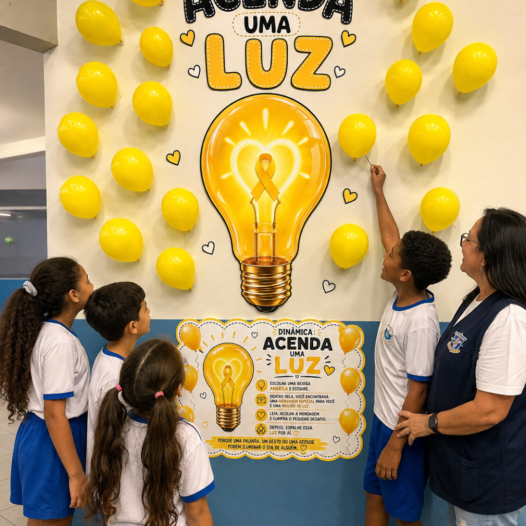 Dinâmica com bexigas, mensagens e missões de Luz